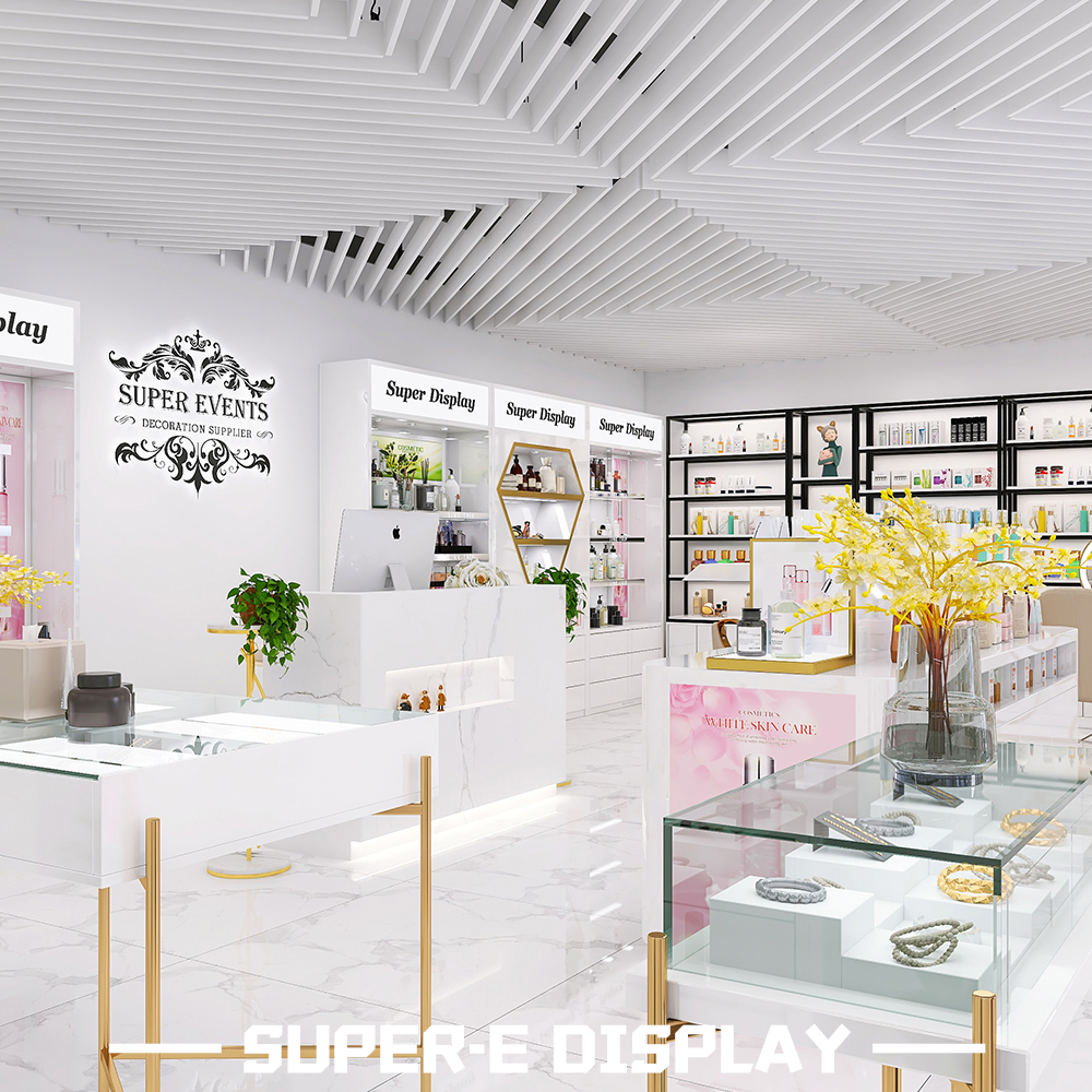 Retail Cosmetics Store Floor-Standing Island Cosmetics Display Racks