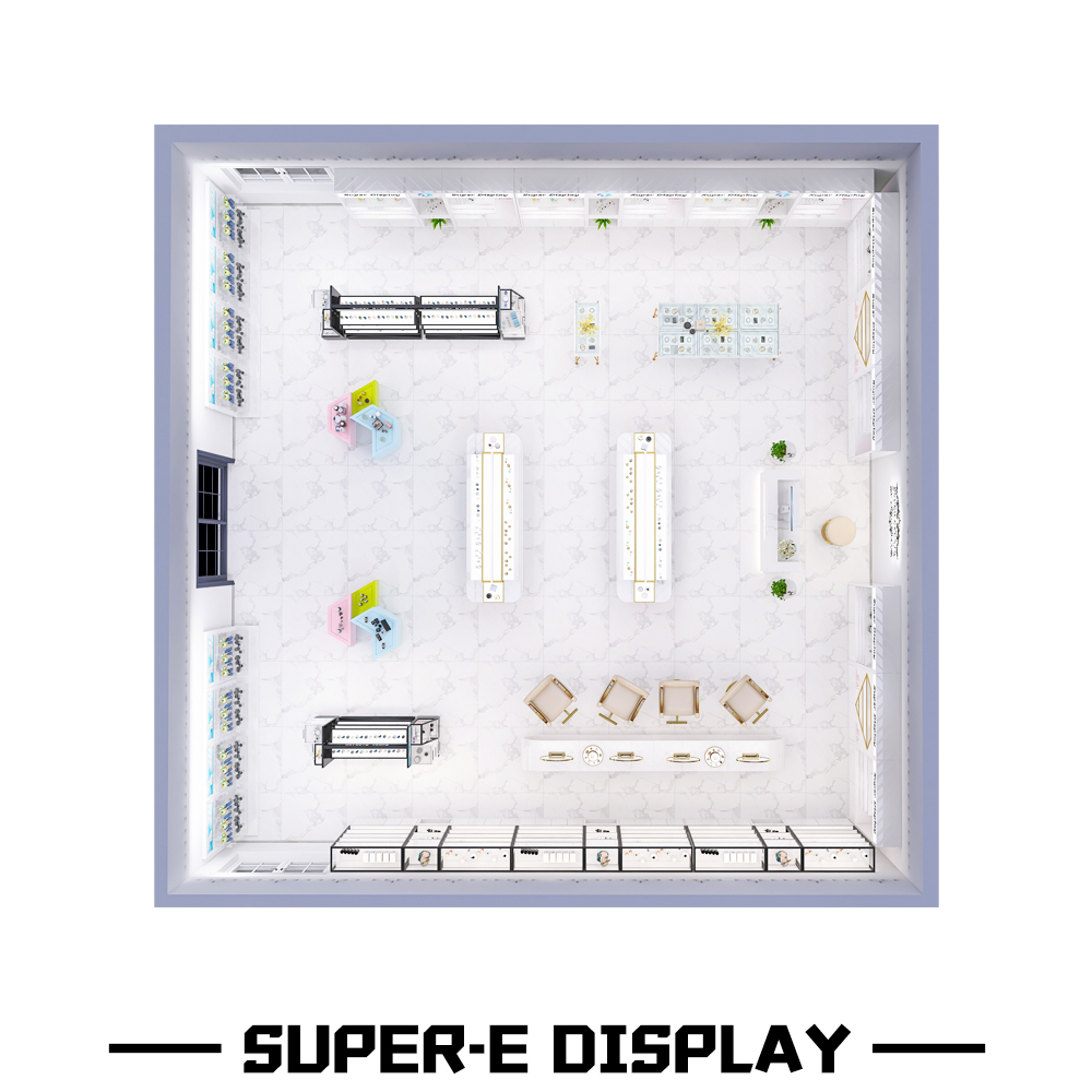 Retail Cosmetics Store Floor-Standing Island Cosmetics Display Racks