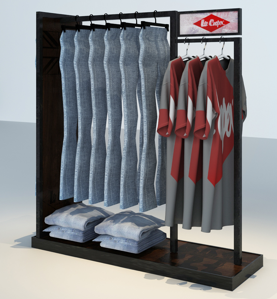 Wooden Floor-Mounted Whole-Store Clothing Store Display Racks