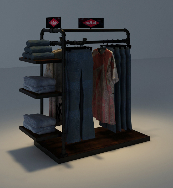 Wooden Floor-Mounted Whole-Store Clothing Store Display Racks