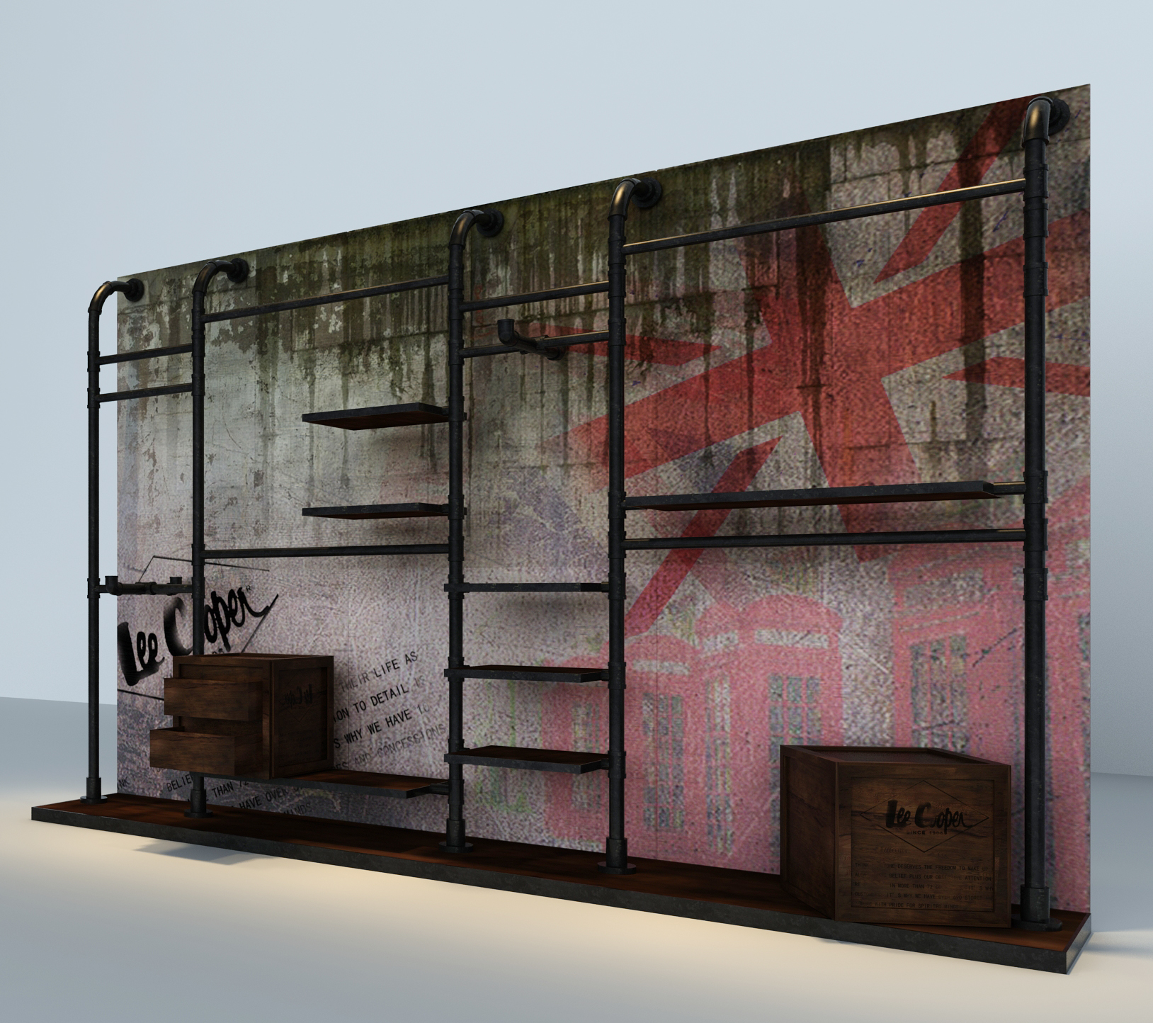 Wooden Floor-Mounted Whole-Store Clothing Store Display Racks