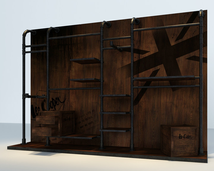 Wooden Floor-Mounted Whole-Store Clothing Store Display Racks