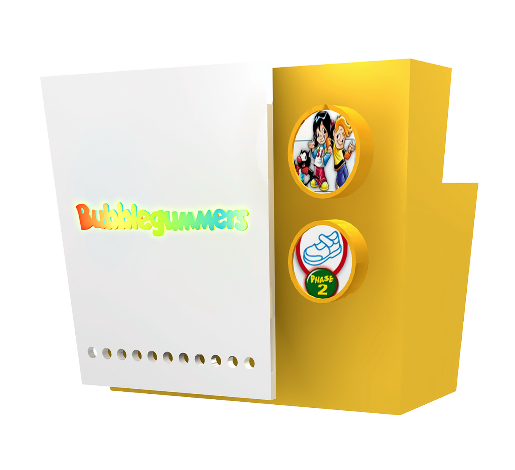 Wall-mounted retail shoe display cabinets for children's shoe stores