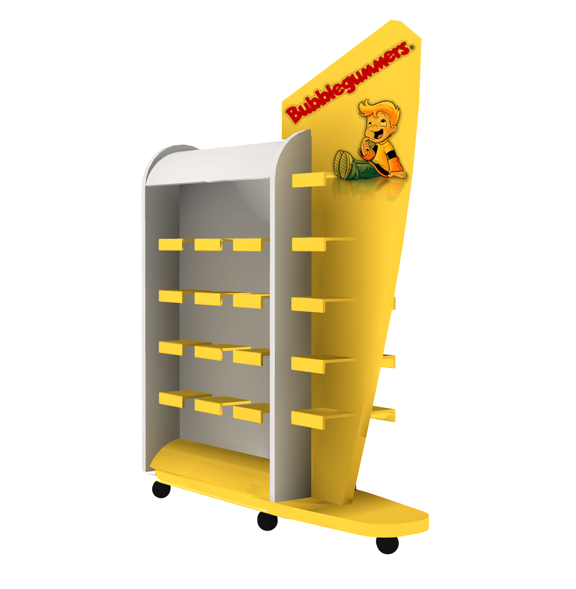 Wall-mounted retail shoe display cabinets for children's shoe stores