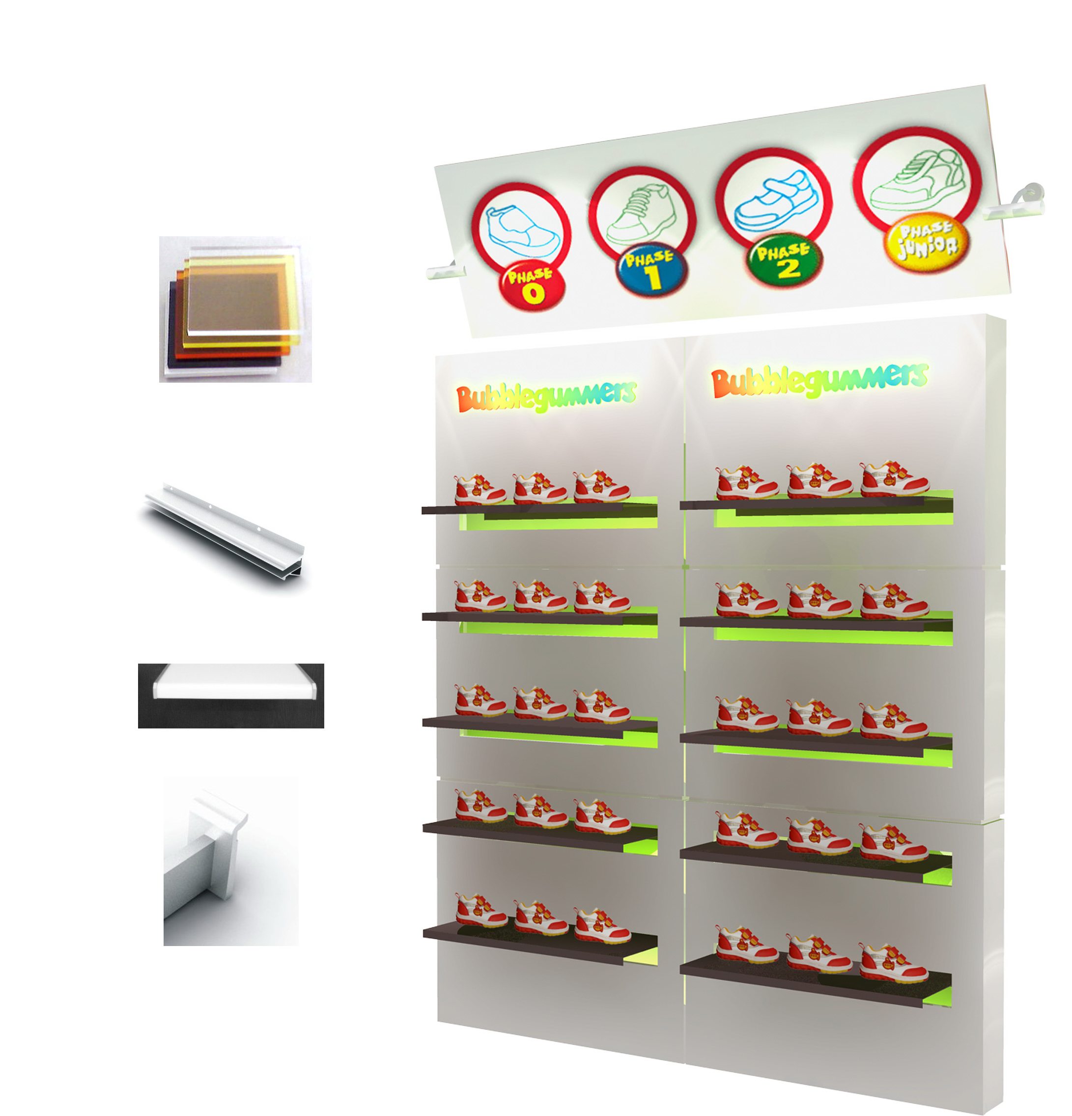 kids' shoe display cabinets