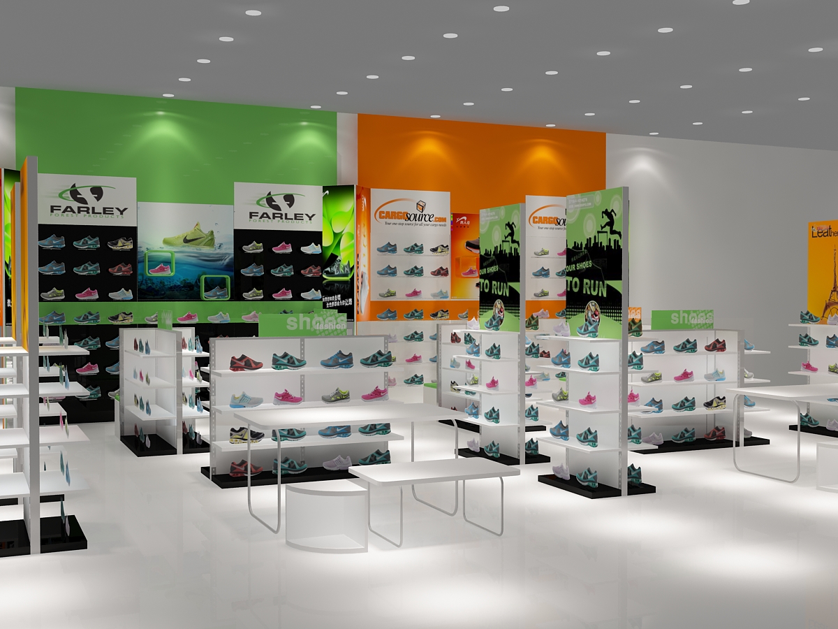 Sneaker Store Wall-Mounted Tiered Display Shelves