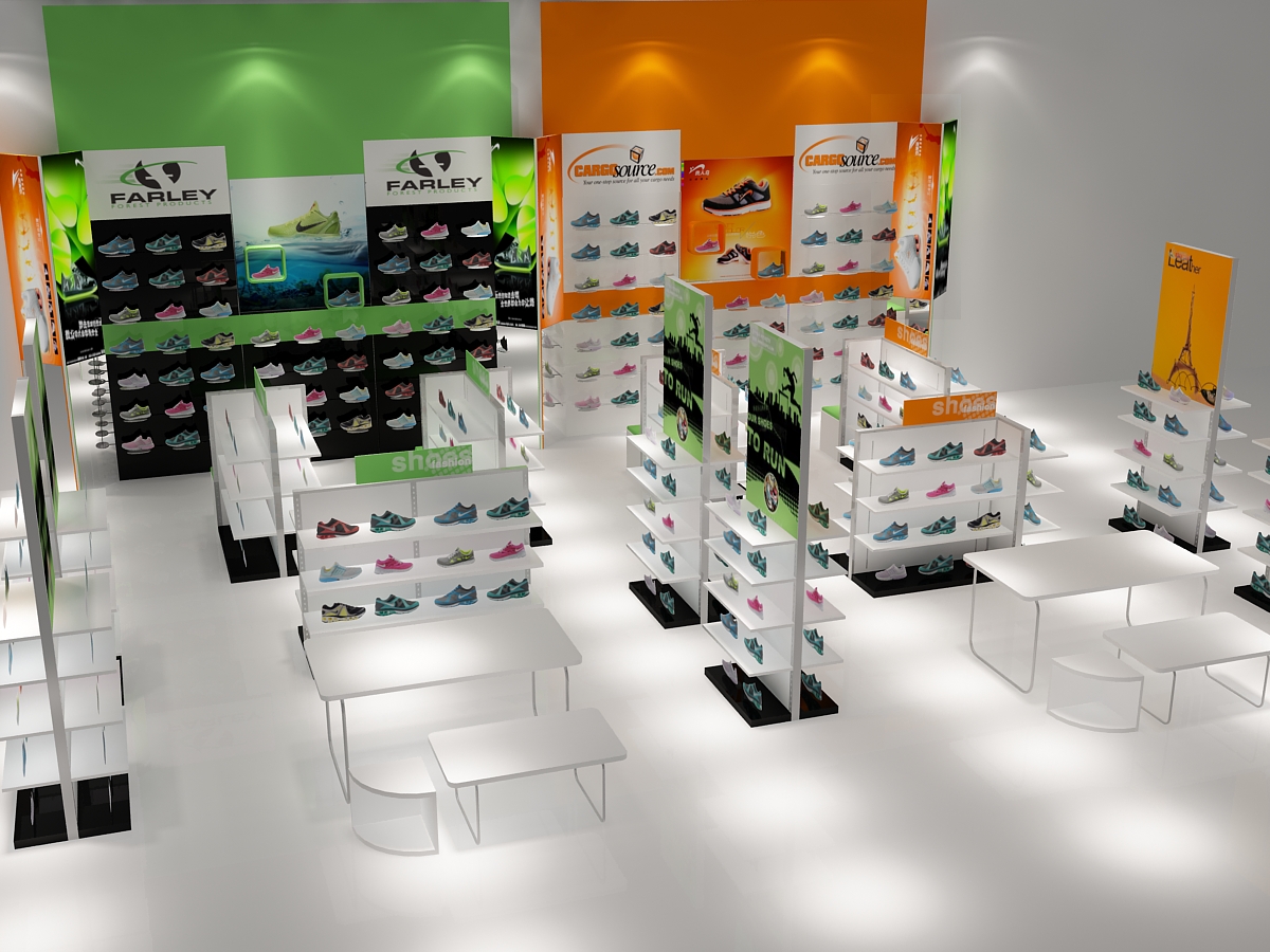 Sneaker Store Wall-Mounted Tiered Display Shelves