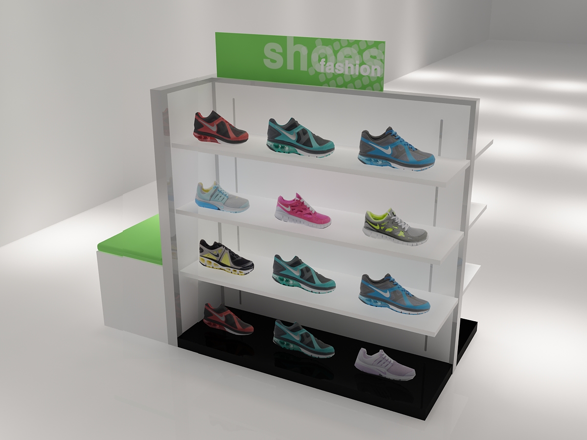 Sneaker Store Wall-Mounted Tiered Display Shelves