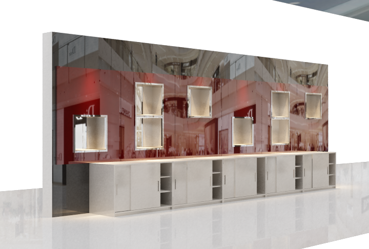 Modular special-shaped corner jewelry display island cabinets for pop-up stores