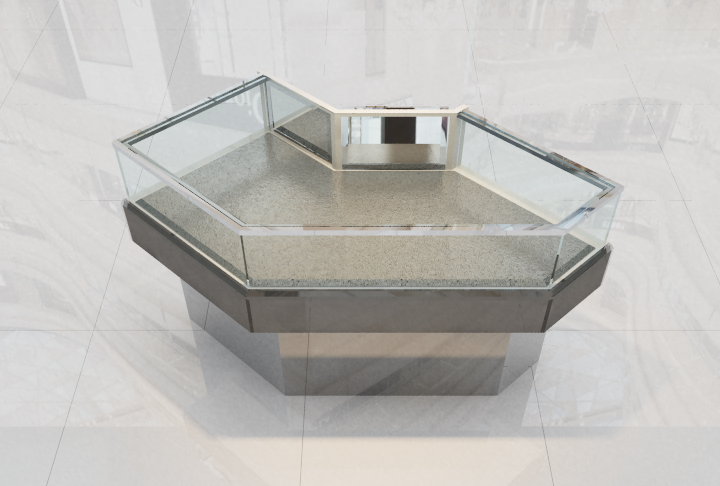 Modular special-shaped corner jewelry display island cabinets for pop-up stores