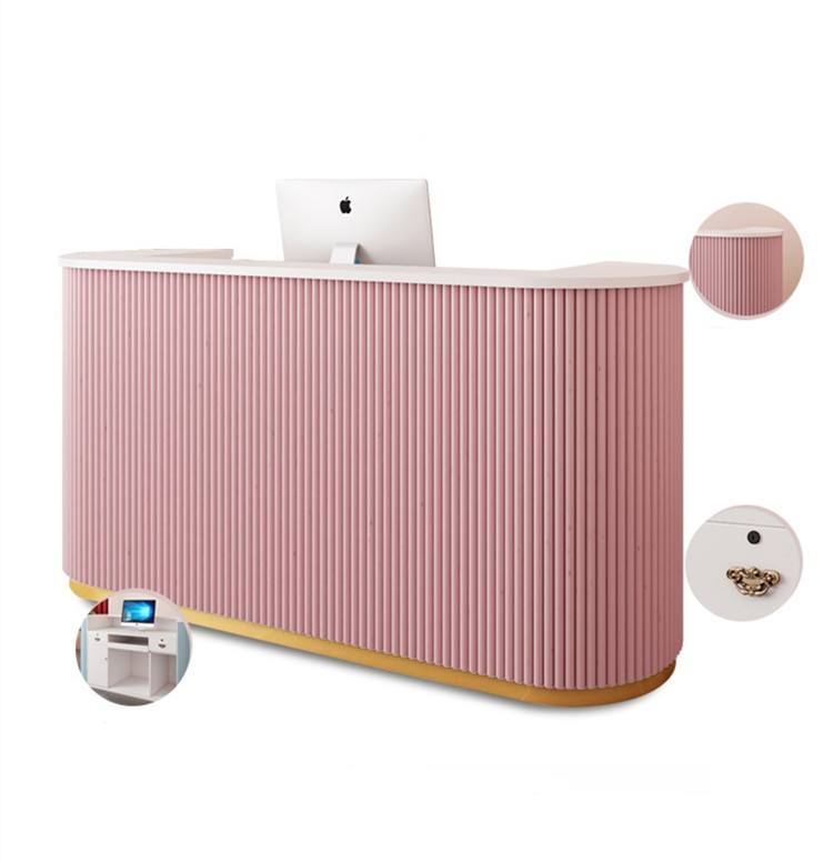 Pink Roll-Up Blind Reception Desk