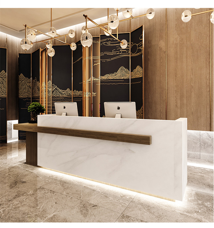 Rectangular office reception desk with large storage space on top