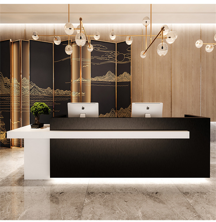 Rectangular office reception desk with large storage space on top