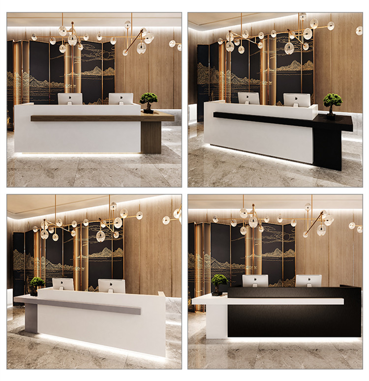 Rectangular office reception desk with large storage space on top