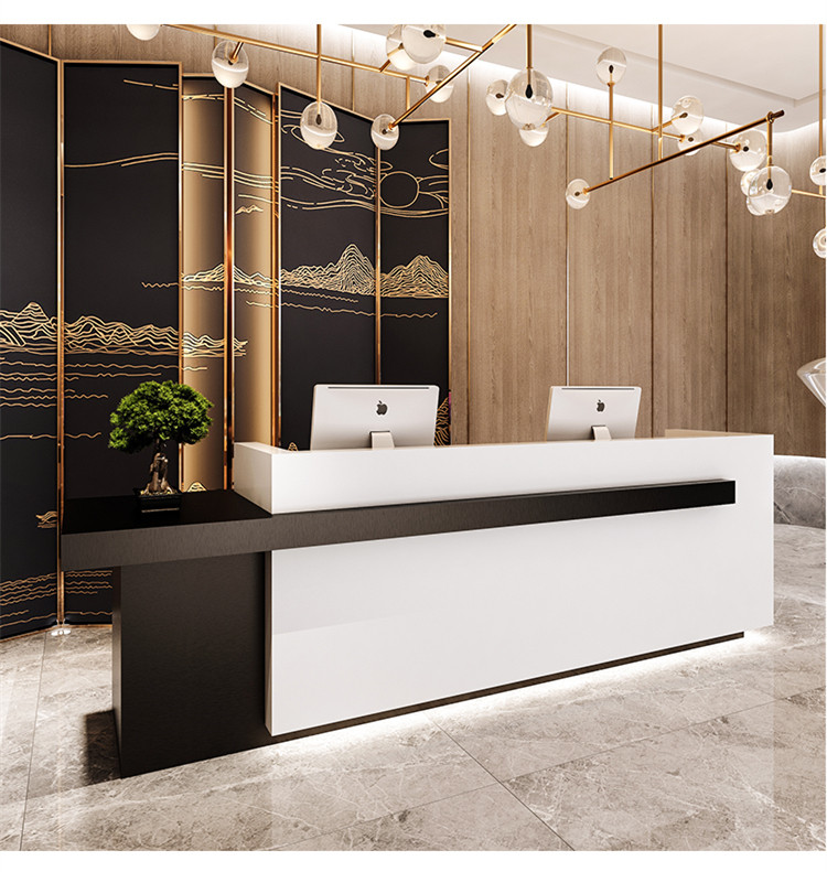 Rectangular office reception desk with large storage space on top