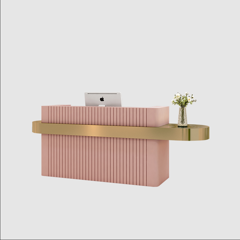 Modern stylish curved commercial stainless steel small reception desk