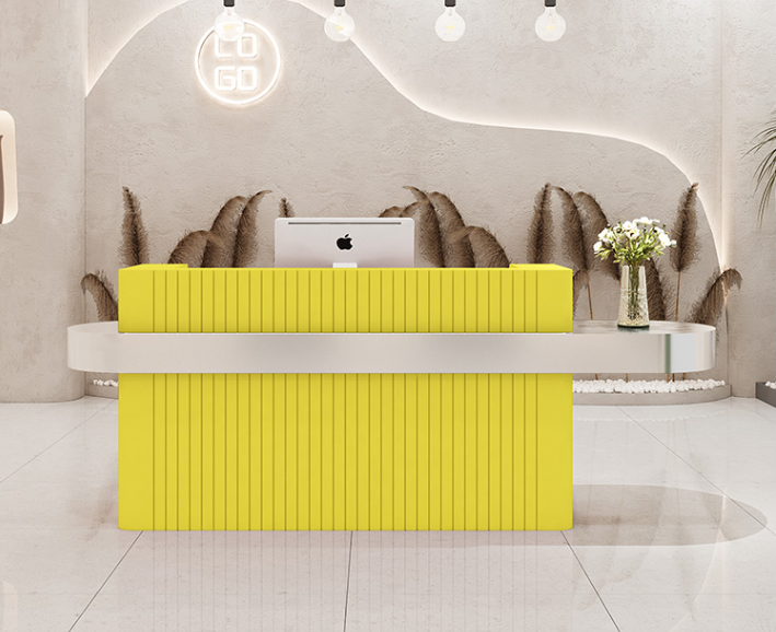 Modern stylish curved commercial stainless steel small reception desk