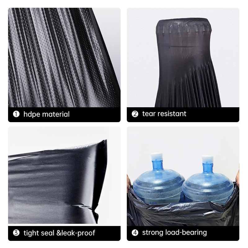 Kantong sampah hitam besar dengan tegangan bagus dan tahan lama