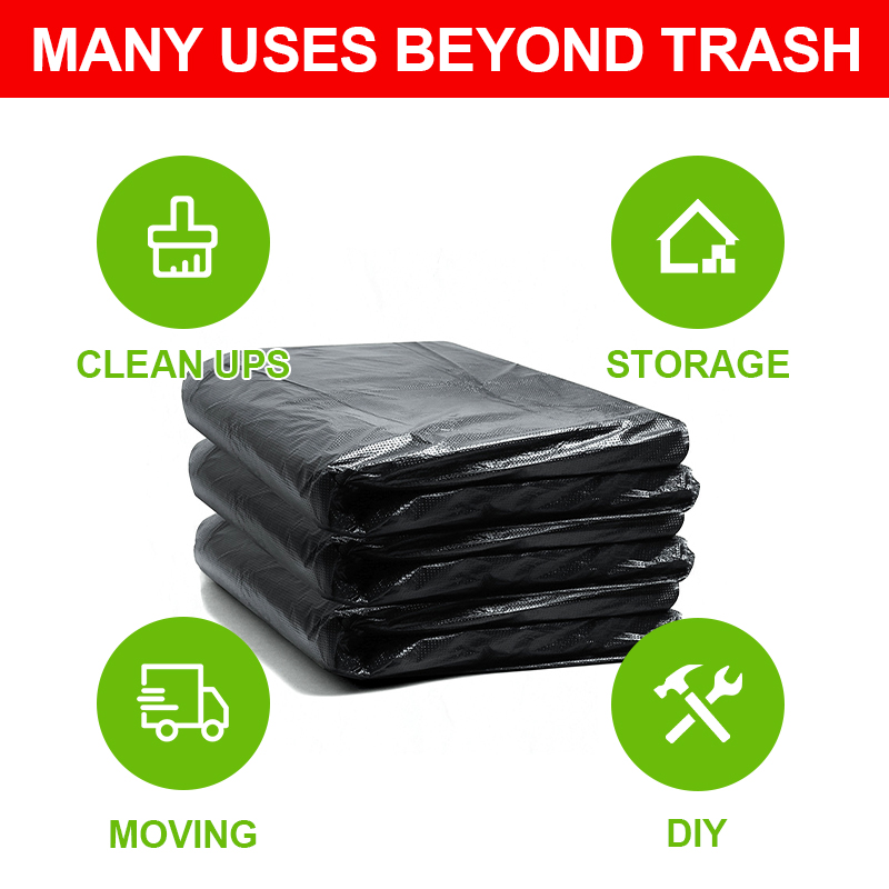 Kantong sampah hitam besar dengan tegangan bagus dan tahan lama
