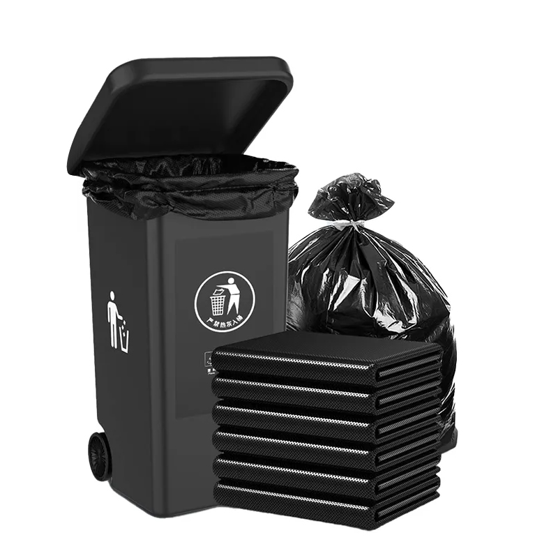 Kantong sampah hitam besar dengan tegangan bagus dan tahan lama
