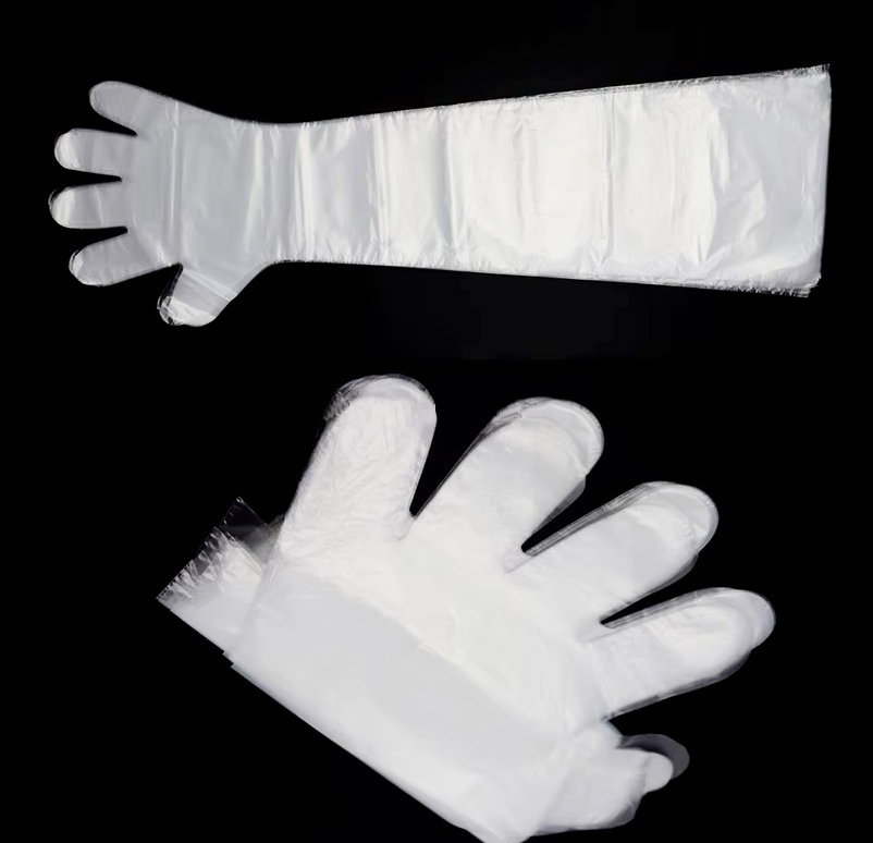 Long plastic gloves
