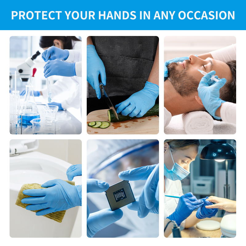 Blue disposable gloves