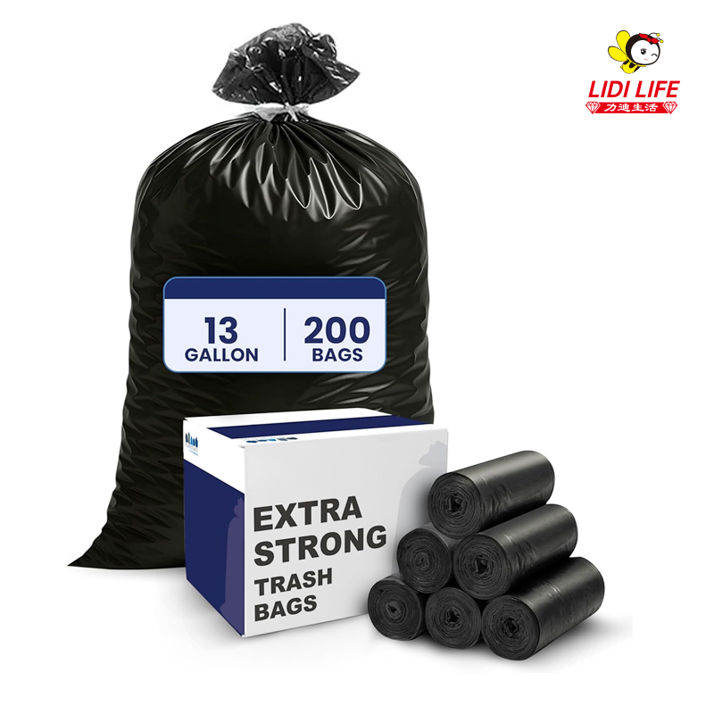 Kantong sampah hitam besar dengan tegangan bagus dan tahan lama