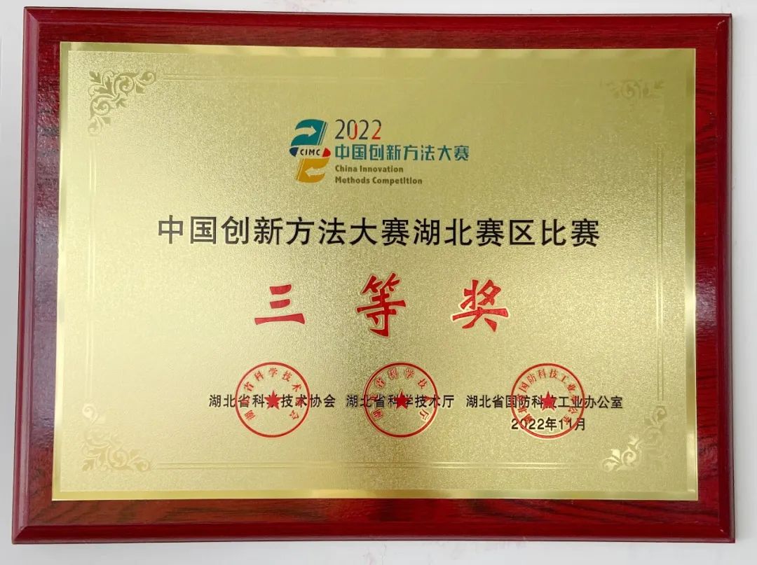 Third Prize in the Hubei Division of the China Innovation Method Competition