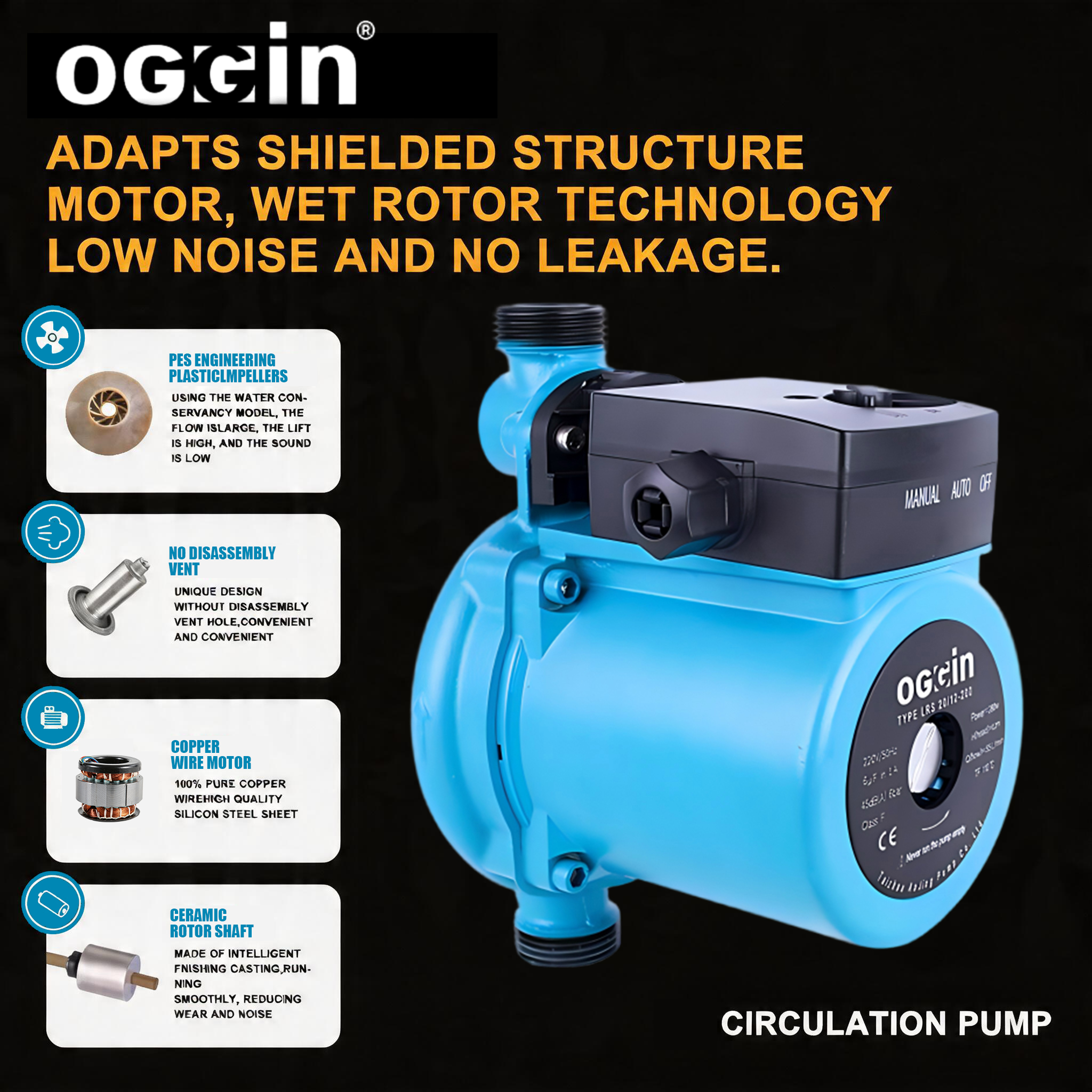 Circulation booster shielded pump