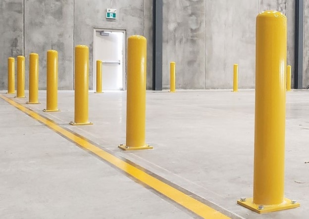 Yellow Fixed Steel Bollards For Enhanced Traffic Safety