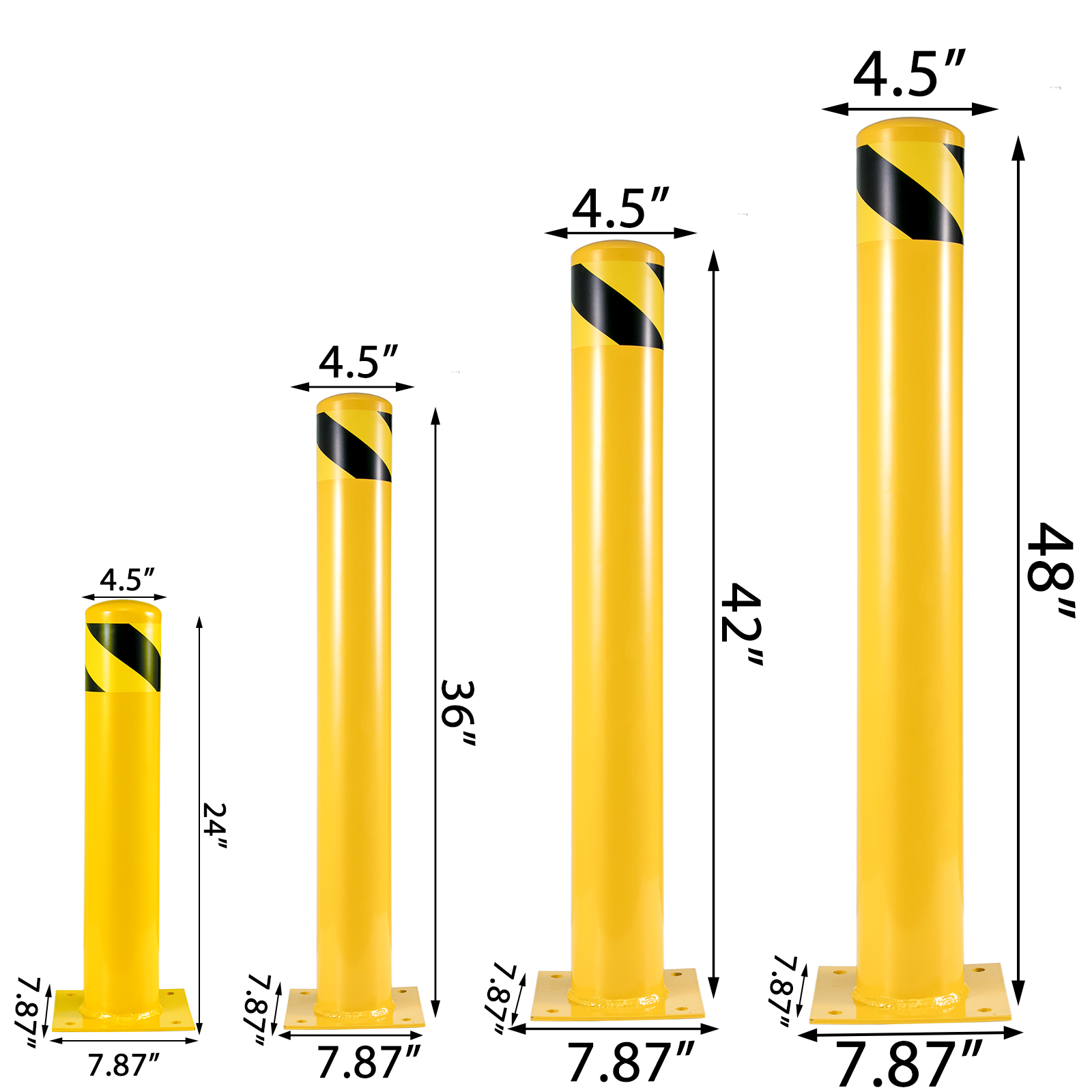 Bornes fixes de tuyaux en acier à montage en surface pour la protection des routes
