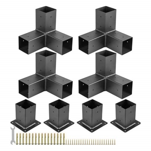 Support d'angle 3 voies 4X4 pour support de kit de pergola à poutres en bois Support d'angle 3 voies 4X4 pour support de kit de pergola à poutres en bois