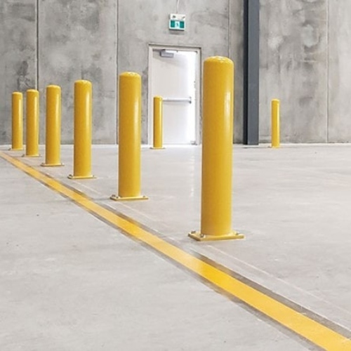 Yellow Fixed Steel Bollards For Enhanced Traffic Safety