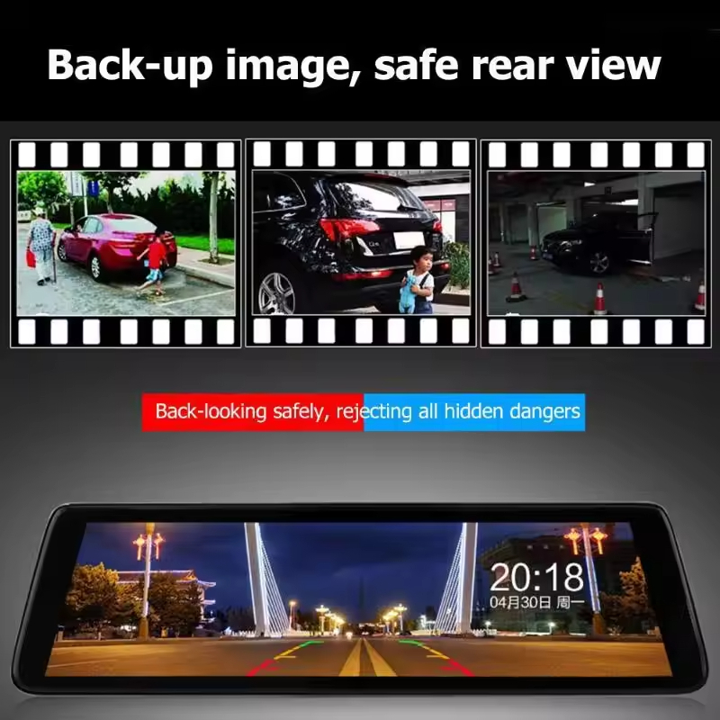 10 inch Mirror Dash Cam Dual Lens Front Rear Dash Camera