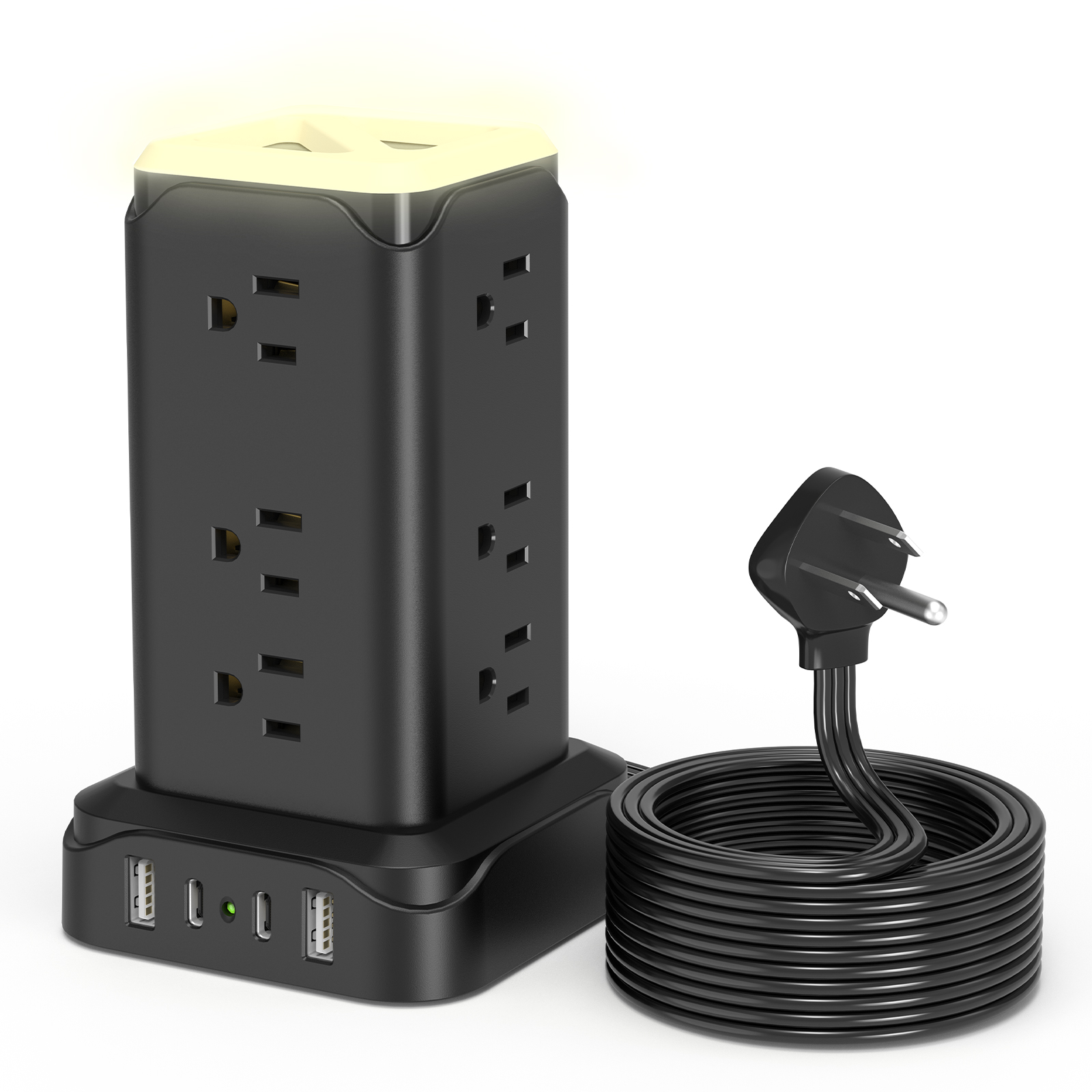 2+1 Multi Power Strip With Night Light