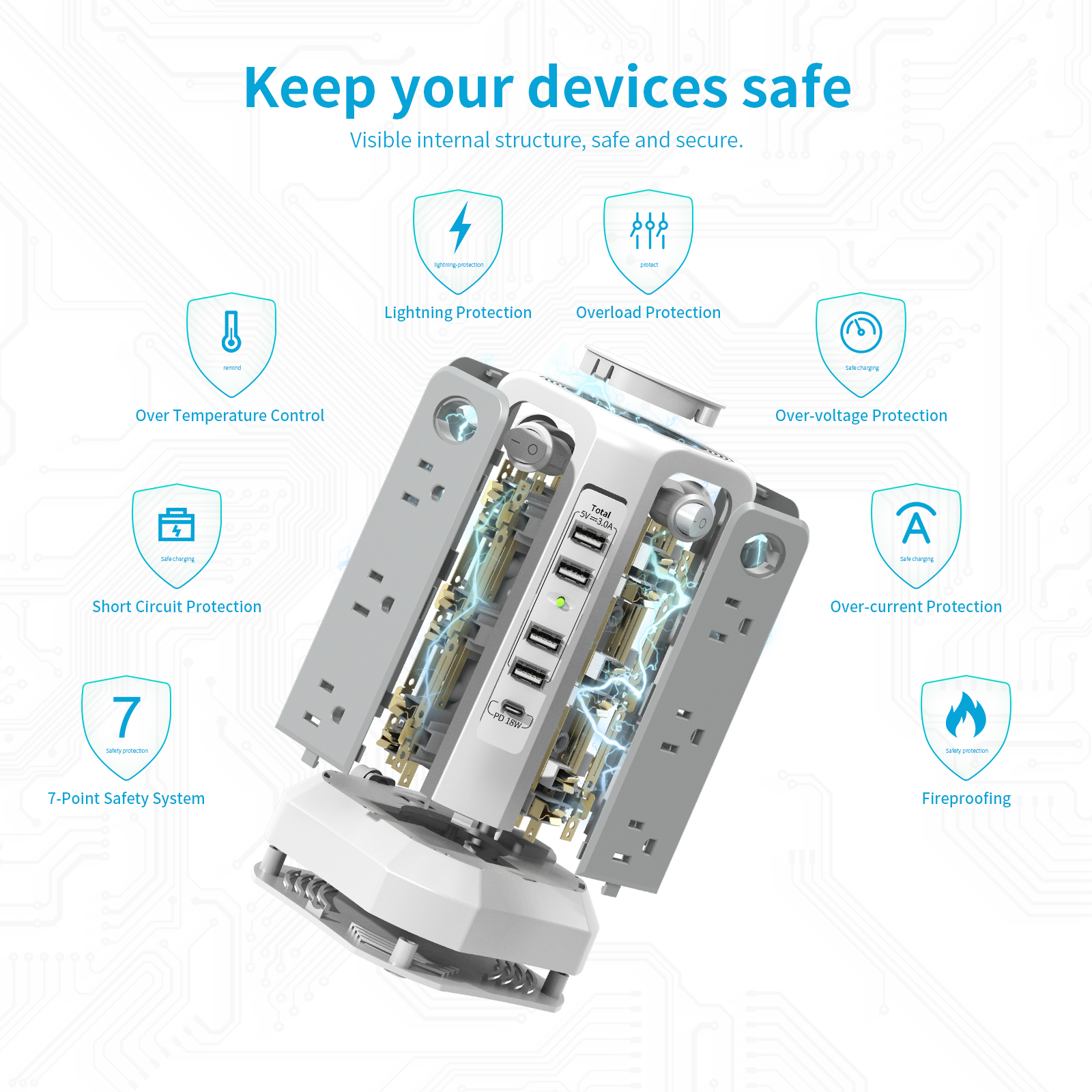 Tower Power Strip With USB