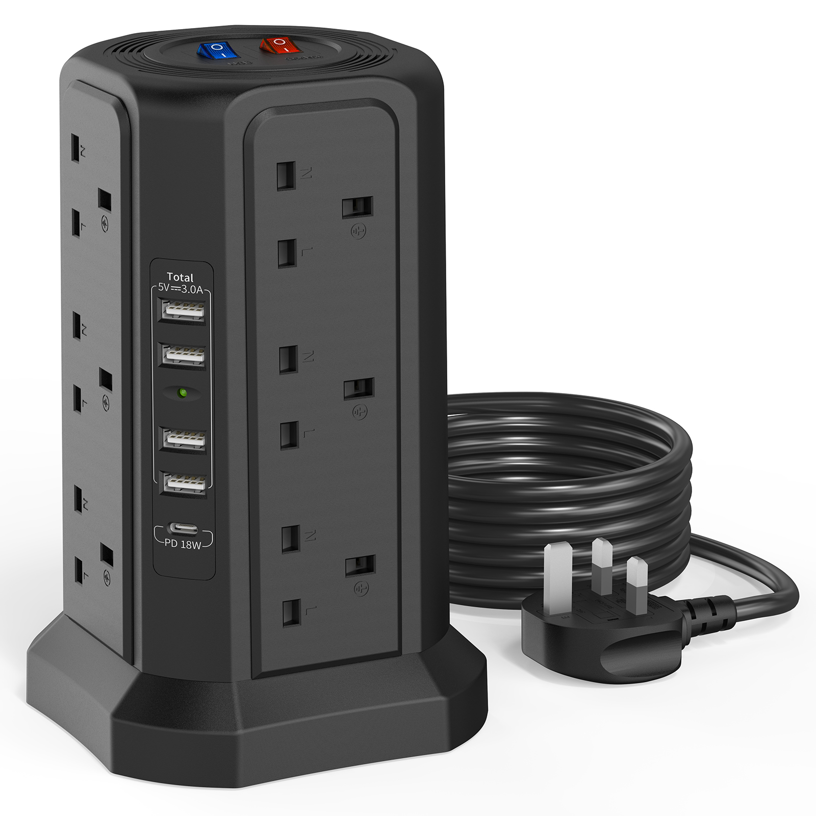 Tower Power Strip With USB