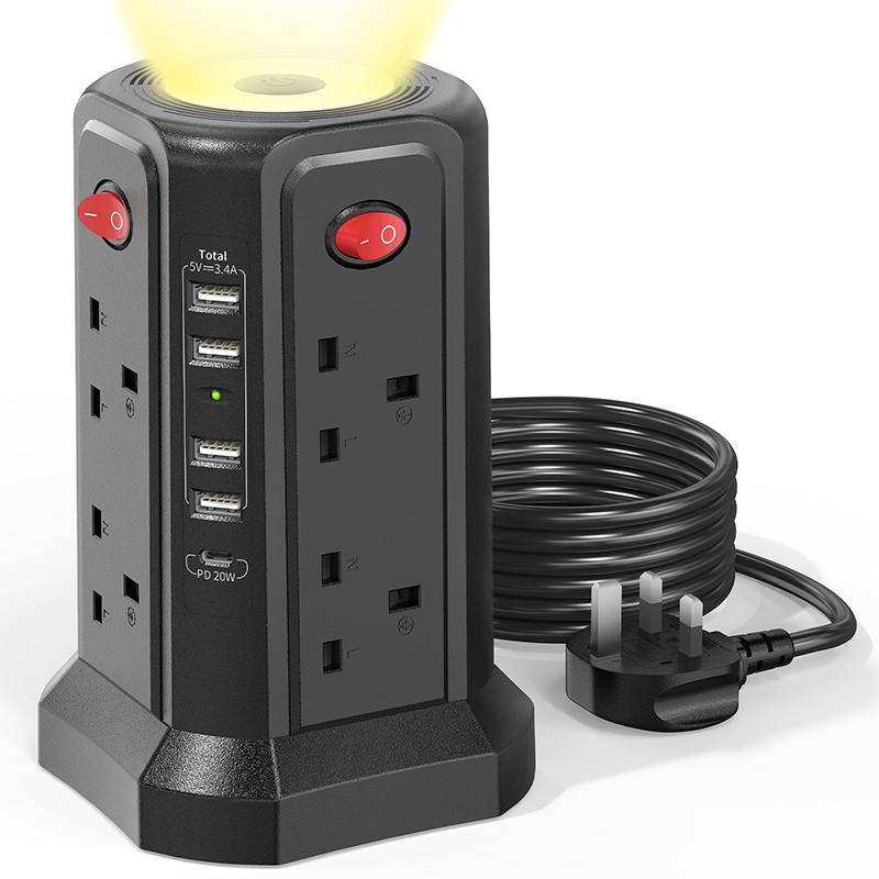 Tower Power Strip With Light Night