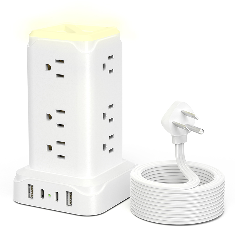 2+1 Multi Power Strip With Night Light