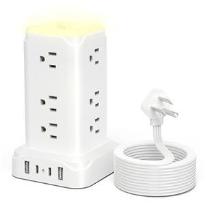 2+1 Multi Power Strip With Night Light