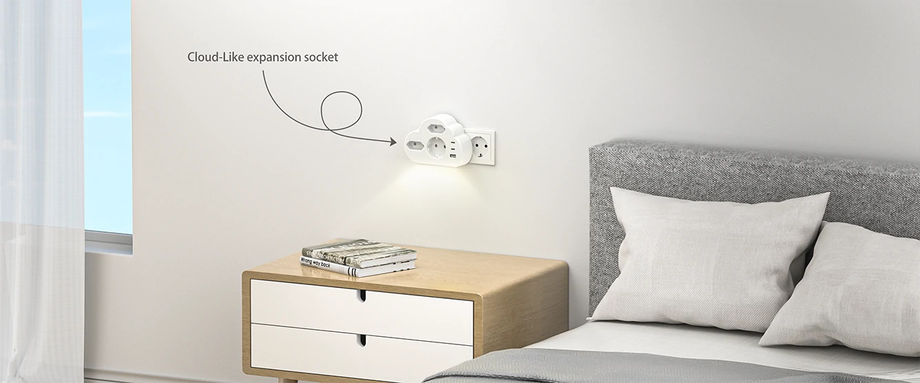 German Wall expansion multi socket white type-c