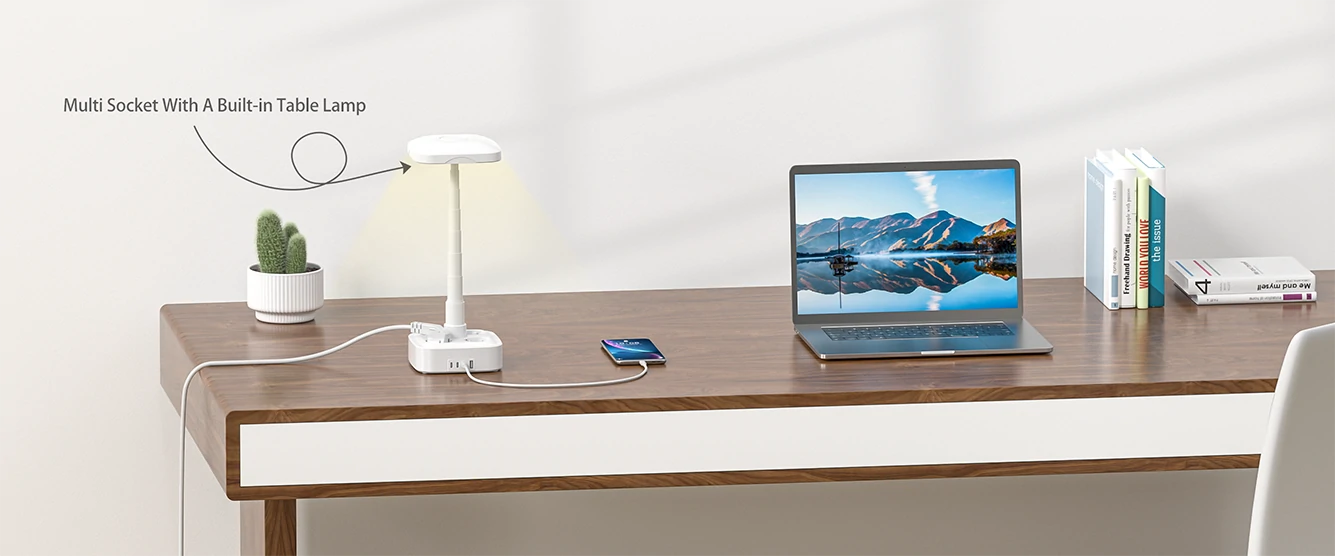 German Multi Socket With A Built-in Table Lamp