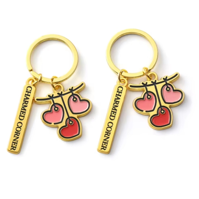 High Quality Zinc Alloy Die Casting Nickel Color Rotating Enamel Custom Metal Key Chains
