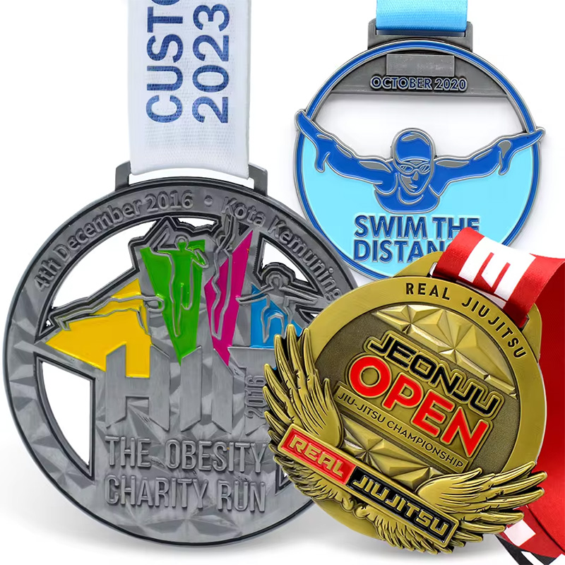 Metal Medals 3D Metal Marathon Finisher Medal With Ribbon