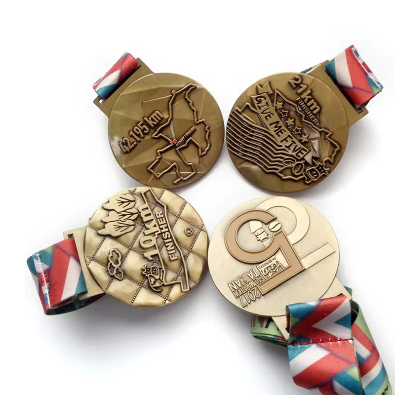 Metal Medals 3D Metal Marathon Finisher Medal With Ribbon