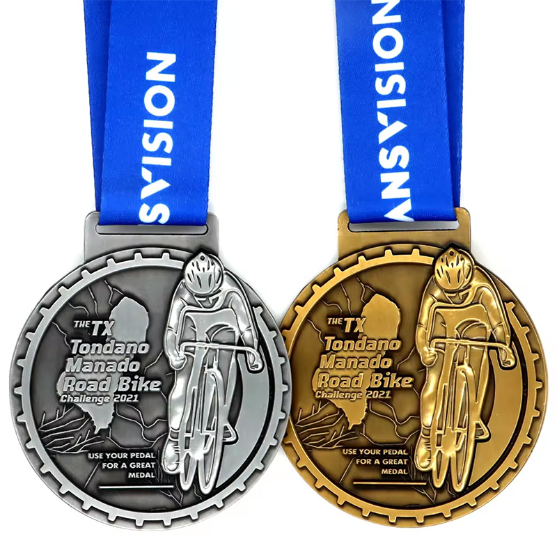 Metal Medals 3D Metal Marathon Finisher Medal With Ribbon
