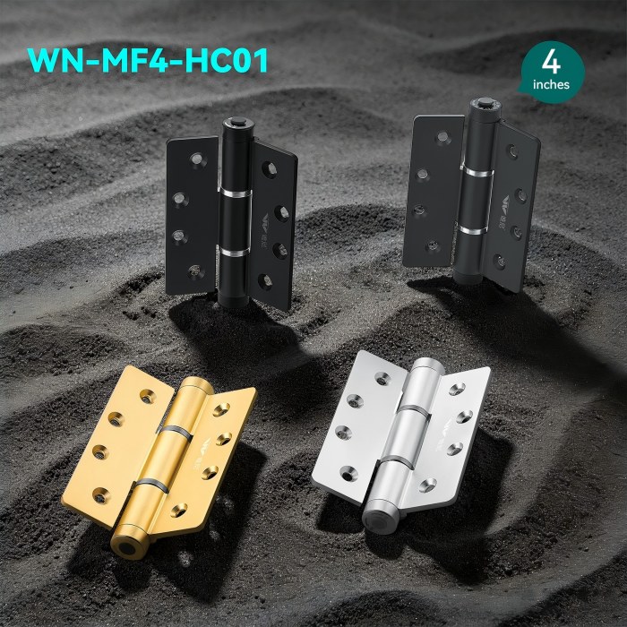 Das mehrfarbige Modell WN-MF4-HC mit 4-Zoll-Split-Dämpfungsscharnier ist erhältlich. Die vierfarbige Optik passt zu verschiedenen Einrichtungsstilen.