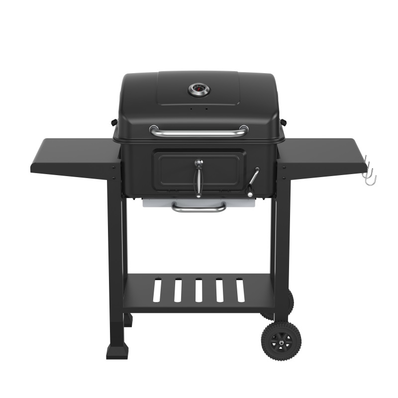 Garden Adjustable Height Charcoal Grill Trolley BBQ