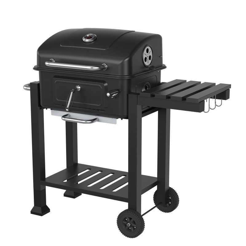 Adjustable Height Bbq Grill Trolley Charcoal Barbecue