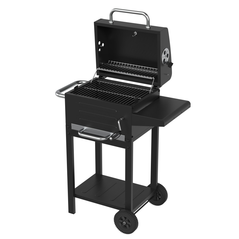 Charcoal Bbq Grill Big Cooking Square With Folding Table